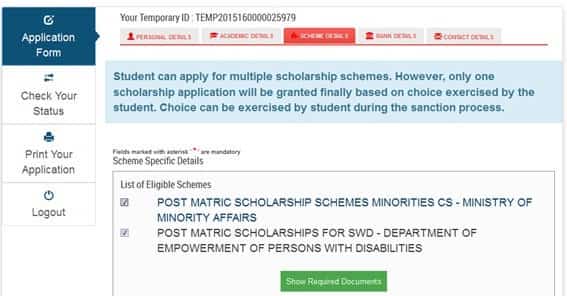 National Scholarship Portal Application