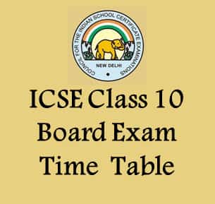 ICSE 2015 Exam Time Table