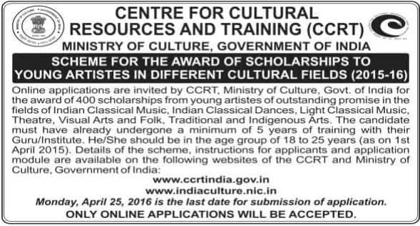 Scholarship for Young Artists- Ministry of Culture