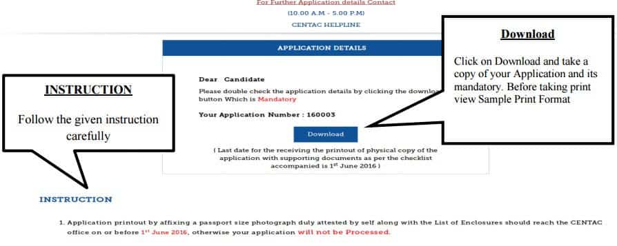 CENTAC Application Form