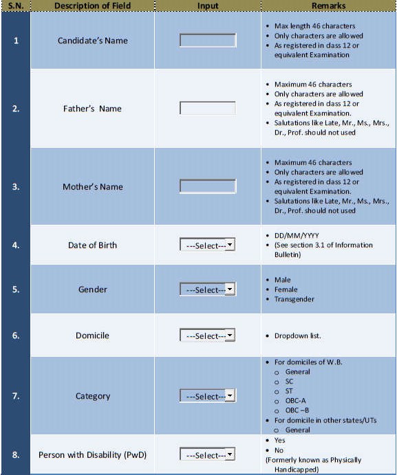 WBJEE Application Format-1