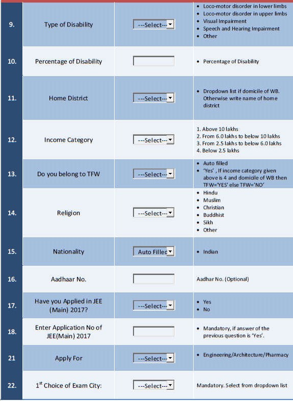 WBJEE Application Format-2