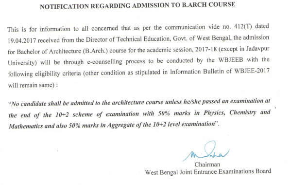 WBJEE Architecture Admission