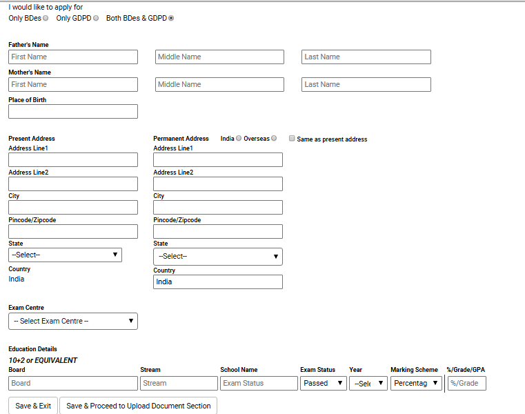 NID Application Form Details